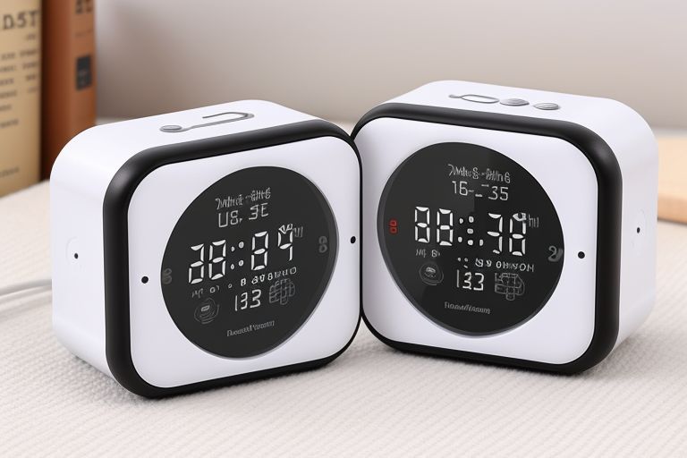Vintage Generic Silver Digital Dual Time Travel Alarm Clock