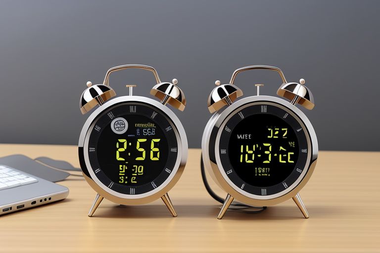 Vintage Generic Silver Digital Dual Time Travel Alarm Clock